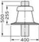 Schachtabdeckung mit konischer Form, sichtbar im technischen Design. Das Produkt gehört zur Marke Vaillant und zeigt verschiedene Maße in der Darstellung.